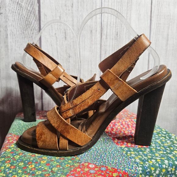 VTG 2003 Balenciaga Nicholas Ghesquière Runway Leather Strappy Heels, size 40 - Picture 9 of 11